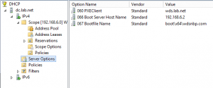 DHCP Server options